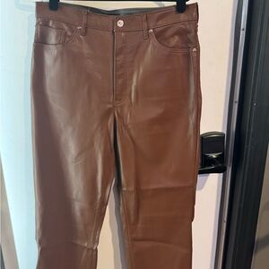 Express High-Rise Brown Leather Pants